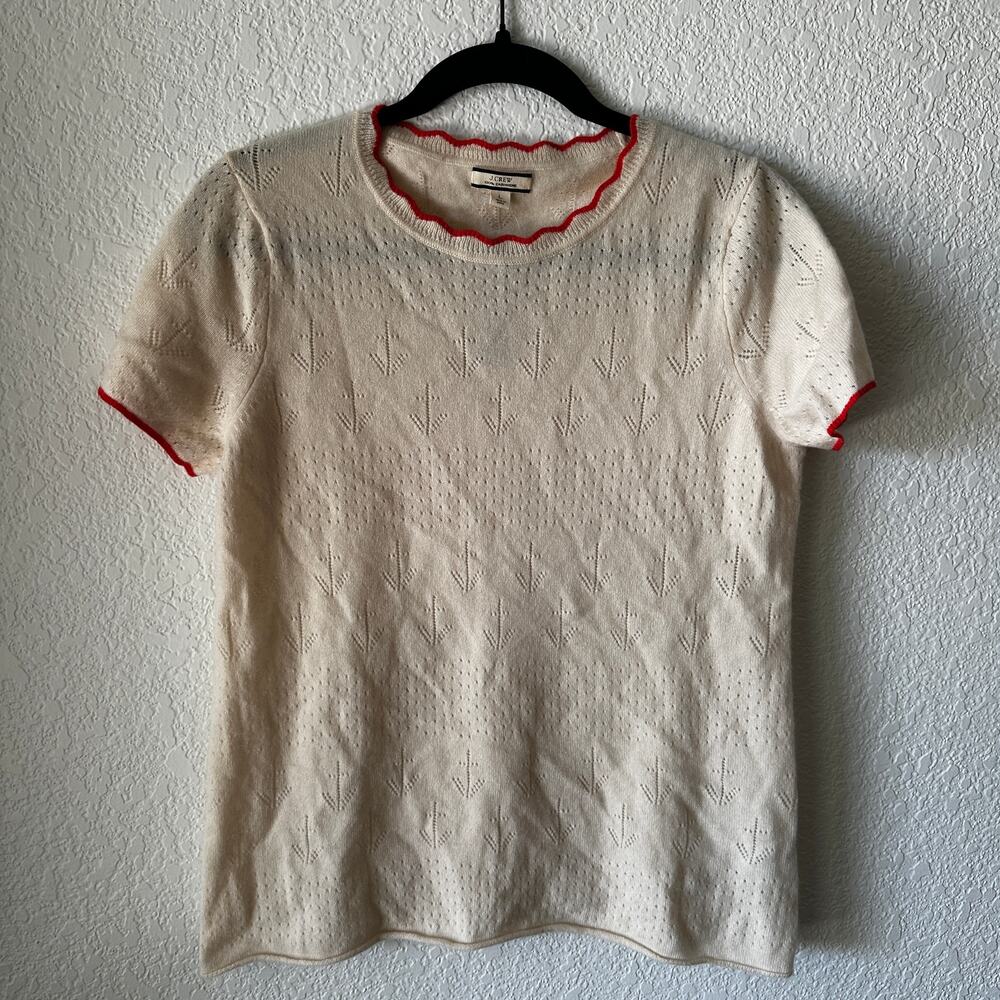 J.Crew Womens L 100% Cashmere Sweater Anchor Print Crewneck NWT